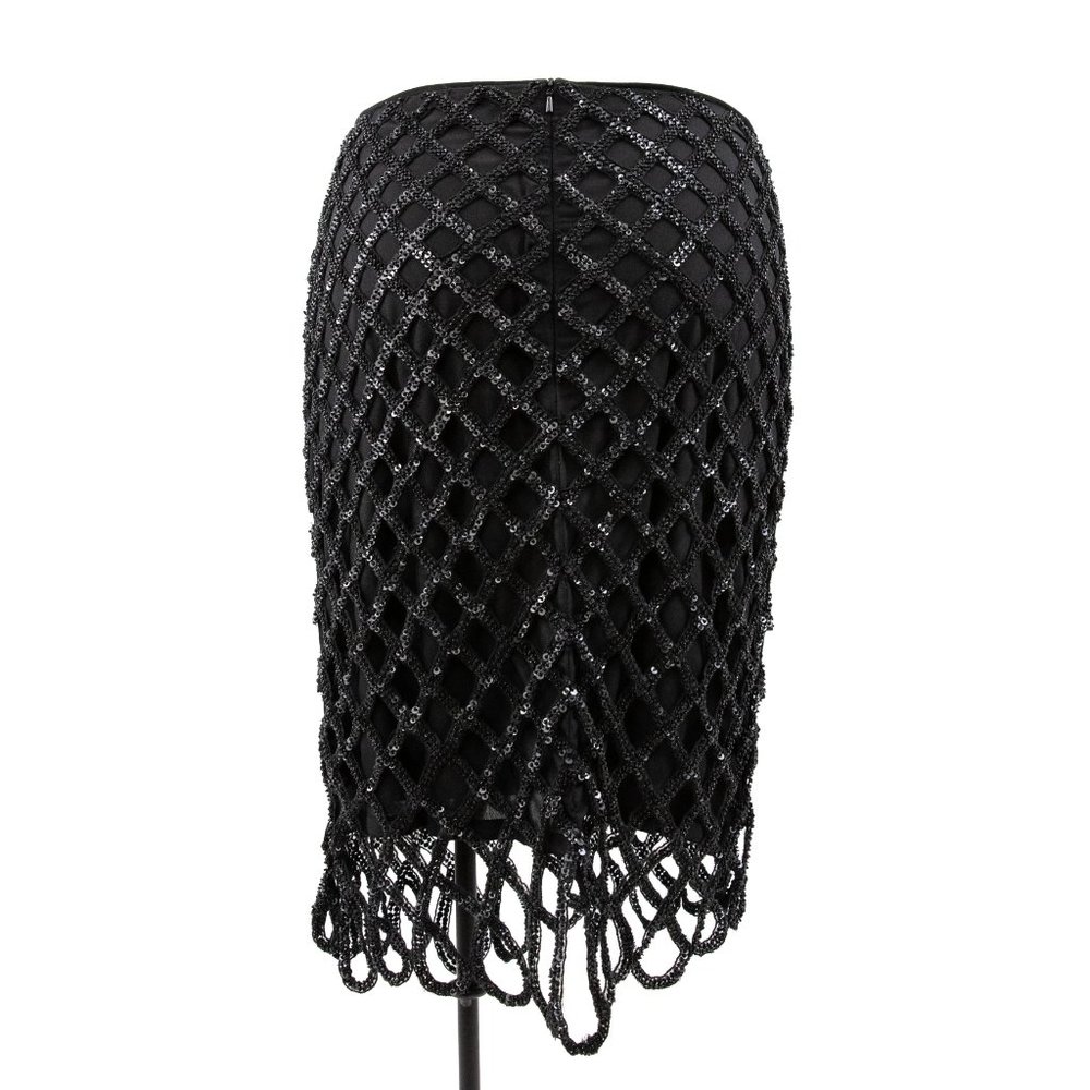 Vintage Y2K Anthro 6 Fishnet Sequin Skirt Black - Picture 4 of 8